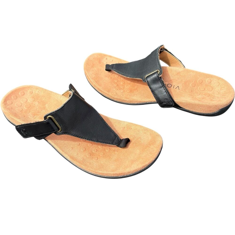 Vionic | Sandals Shoes Wanda T-Strap Leather Black Comfort- size 9.5
